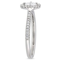 Carat T.W. Gyémánt 14KT fehérarany ovális halo eljegyzési gyűrű