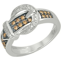 Carat T.W. Pezsgő és fehér gyémánt 10KT fehér arany csatgyűrű