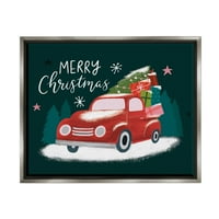 Kellemes karácsonyi ajándékok teherautók teherautó üdülési grafikus csillogás szürke keretes művészeti nyomtatási fal művészet