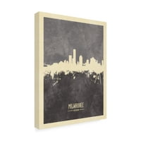 Michael Tombsett 'Milwaukee Wisconsin Skyline Grey' vászon művészet