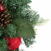 Northlight zöld fenyő mesterséges Karácsonyi koszorú íjakkal és kockás díszekkel Megvilágítatlanul