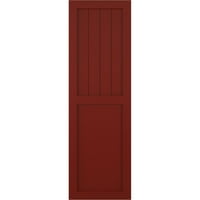 Ekena Millwork 12 W 78 H True Fit PVC parasztház sík panel kombináció rögzített redőnyök, bors piros