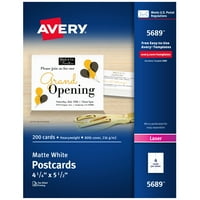 Avery lézer képeslapok, fehér, Avery Easy Peel Clear Losting Címkék lézernyomtatók számára, 1 2-5 8, címkék csomag