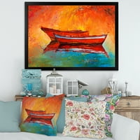 Két piros csónak naplemente alatt a tó keretes festményvászon művészete