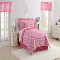 Kezdőlap Candy Trellis Pink Bed-in-A-Bag kényelem és függönykészlet, teljes, rózsaszín