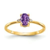 Primal Gold Karat sárga arany gyémánt és ametiszt születési gyűrű