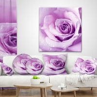 Designart lila nedves rózsa háttér - Virágok dobnak párnamunkát - 18x18