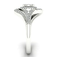 1 2Ct TDW hercegnő vágás gyémánt 10K fehérarany klaszter halo bypass eljegyzési gyűrű