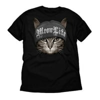 Humor meuow life gengszter élet vicces macska nagy férfi grafikus fekete póló, akár 2xl méretű ing