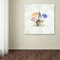 Védjegy Szépművészeti „Nyuszi a Tulips 2” Canvas Art készítette: Jean Plout