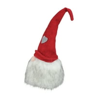 GNOME hajlítható piros filc kalap, szürke szívjelző karácsonyi dekorációval