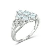 JewelersClub Aquamarine Ring Birthstone Jewelry - 1. Karát -akvamarin 0. Ezüst gyűrűs ékszerek fehér gyémánt akcentussal - drágakő