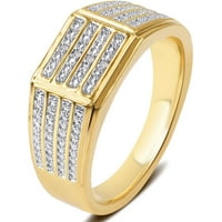 Gyémánt akcentus 14 kt arany flash bevont sárgaréz széles férfi gyűrű