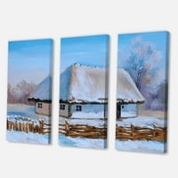 Designart 'Hagyományos ház, télen hóval borítva.' Hagyományos vászon fali művészet
