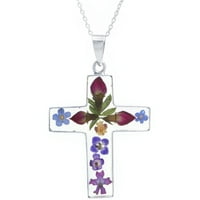Marisol & Poppy Flower Cross Pendant 18 Sterling ezüstben a nők számára