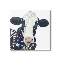 Stupell Ország Americana Tehén Zászló Minta Állatok & Rovarok Festmény Galéria Csomagolva Vászon Nyomtatás Wall Art