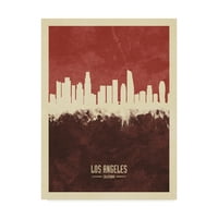 Védjegy Szépművészet 'Los Angeles California Skyline Red II' vászon művészete, Michael Tompsett