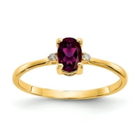 Primal Gold Karat sárga arany gyémánt és rodolit gránát születési gyűrű