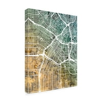 Védjegy Szépművészet 'Los Angeles City Street Map Peal Orange' vászon művészete, Michael Tompsett