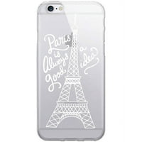 Az előadó tiszta telefonos tokot nyomtat az Apple iPhone 6 6S -hez, Párizs mindig jó ötlet, fehér