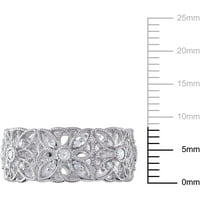 Carat T.W. Gyémánt sterling ezüst virággyűrű