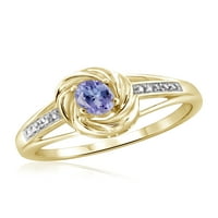 JewelersClub Tanzanite Ring Birthstone ékszerek - 0. Karát tanzanit 14K aranyozott ezüst gyűrűs ékszerek fehér gyémánt akcentussal