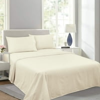 Queen 4-darabos lemezkészlet, Royale Linens Puha Home Wrased Percale Ultra Soft pamut