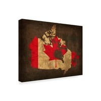 Védjegy Szépművészeti Maps Canvas Art 'Canada Country Flag Map', a Red Atlas Designs