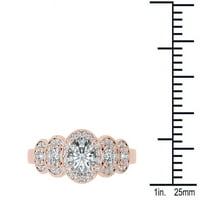 Carat T.W. Diamond Single Halo 14KT rózsa arany eljegyzési gyűrű