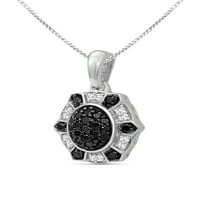 JewelersClub 1. Carat T.W. Fekete -fehér gyémánt sterling ezüst körte alakú ékszerkészlet
