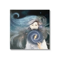 Stupell Industries Galaxy Woman Nebaba Hair Lila Starry Universe Canvas Wall Art, 24, Paula Belle Flores tervezése