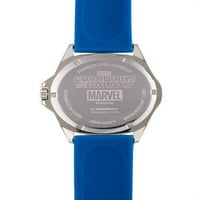 A Galaxy Férfi Gárda őrzői ezüst rozsdamentes acél óra, kék előlap, kék gumi heveder