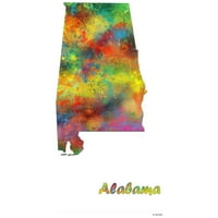 Marlene Watson 'Alabama State Map 1' Canvas Art