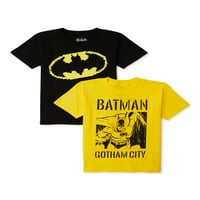 Batman Boys Gotham City és logó grafikus póló, 2-Pack, Méret 4-18