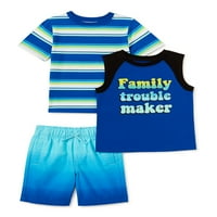 Garanimals Baby Boy & Toddler Boy póló, tank és rövidnadrág MI & Match ruhák, 3 darab, 12 m-5T
