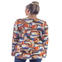 Comfort ruházat női narancssárga nyomtatás hosszú ujjú v nyaki tunika teteje