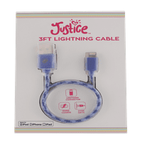 Justice ft fonott villám az USB töltéshez és az iPhone -k kábelkék szívéhez szinkronizálva
