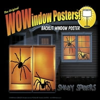 Wowindow plakátok árnyékos pókok Halloween ablak dekoráció Két 34,5 x60 háttérvilágítású plakátok