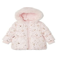 George Baby kisgyermek lány fau szőrös kapucnis puffer téli dzseki kabát