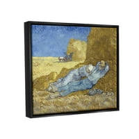 Stupell Industries A Siesta Vincent Van Gogh klasszikus festmény festmény Jet fekete úszó keretes vászon nyomtatott fali művészet,