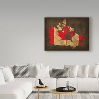 Védjegy Szépművészeti „Kanada Country Flag Map” vászon művészet, a Red Atlas Designs