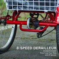 ViRibus felnőtt tricikli kerékkerékpár, sebességgel rugalmas ülőkosár piros