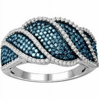 Carat T.W. Kék és fehér gyémánt 10KT fehérarany divatgyűrű