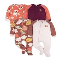 Gerber Baby & Toddler Girl Microfleece takaró alvó pizsamák, 4 -csomag, méretű hónapok -5T