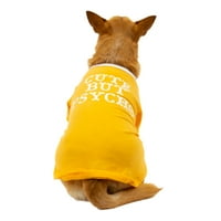 Élénk életpoliészter aranyos grafikus kutya és macska póló, sárga, xxs