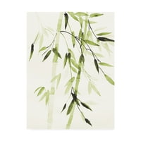 Védjegy Szépművészet 'Bamboo Leavers V Green' vászon művészete, Danhui Nai