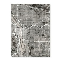 Védjegy Szépművészet 'Portland Oregon Street Map IV' vászon művészete, Michael Tompsett