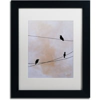 Védjegy Képzőművészet „Bird on Wire White” vászon Art készítette Nicole Dietz, fehér matt, fekete keret