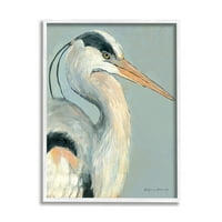 Stupell Egret madár vadon élő állatok portré állatok és rovarok Festés Fehér keretes művészeti nyomtatási fal művészet