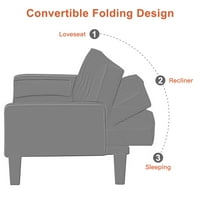 Hommoo konvertibilis kanapé ágy kis apartman nappali, modern vászon szövet futon kanapé fából, szürke
